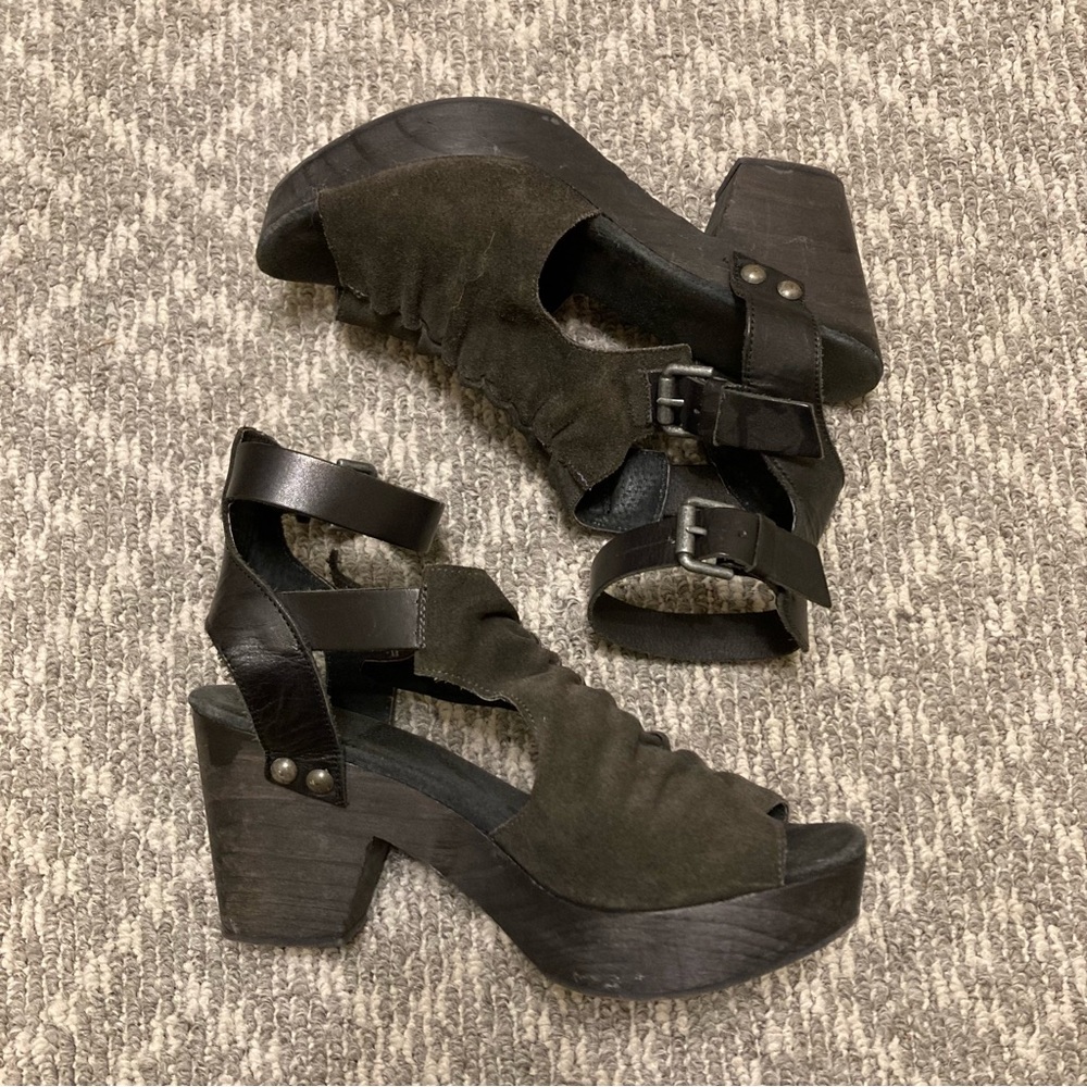 Free People Sacramento Black Suede Clogs